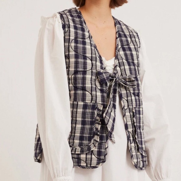 Damson Madder Jackets & Blazers - Damson Madder plaid quilted bow vest